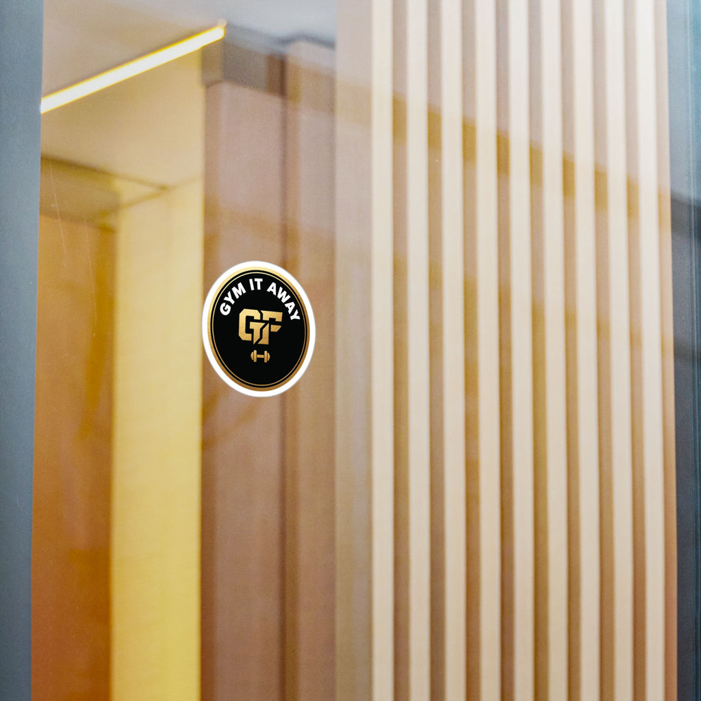 Gym It Away Vinyl Sticker — Gold & Black Fitness Logo